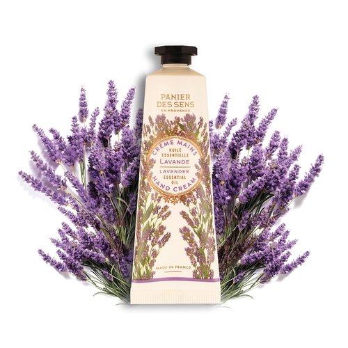 Panier des Sens - Lavender Hand Cream for Dry Cracked Hands - Nourishing Mini Lotion with Shea Butter & Olive Oil - Travel Size 1 fl oz