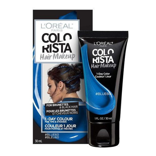 L'Oreal Paris Hair Makeup - Temporary 1-Day Hair Color for Brunettes | Blue 60, 1 Fl Oz