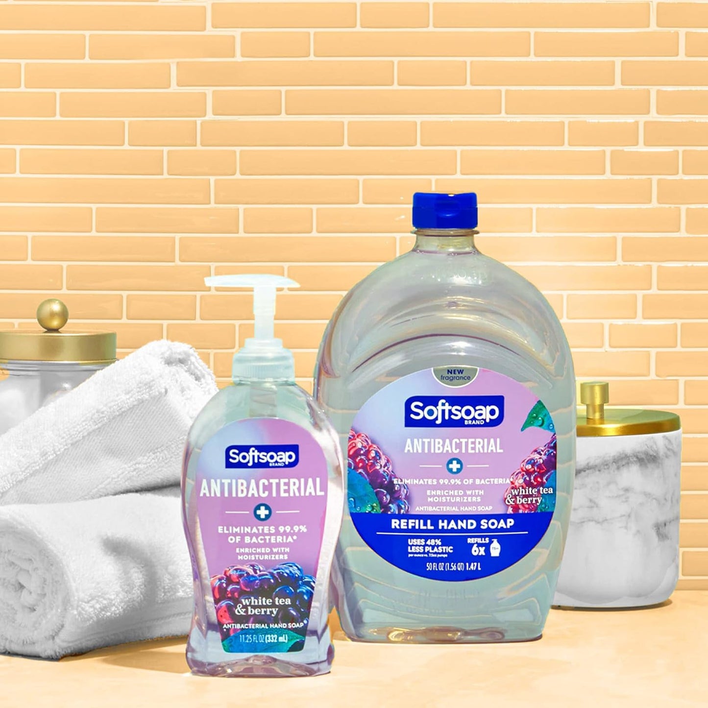 Softsoap Antibacterial Liquid Hand Soap - White Tea & Berry Scent | 50 fl oz Refill (Pack of 2)
