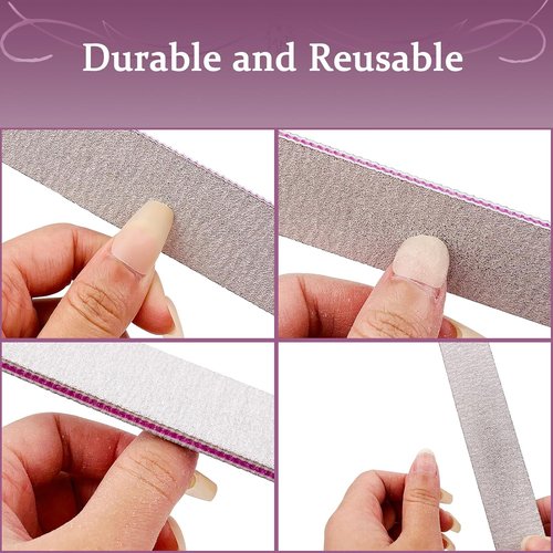 HeeYaa Nail File Set - 12 Professional Reusable 100/180 Grit Washable Tools for Gel & Acrylic Nails