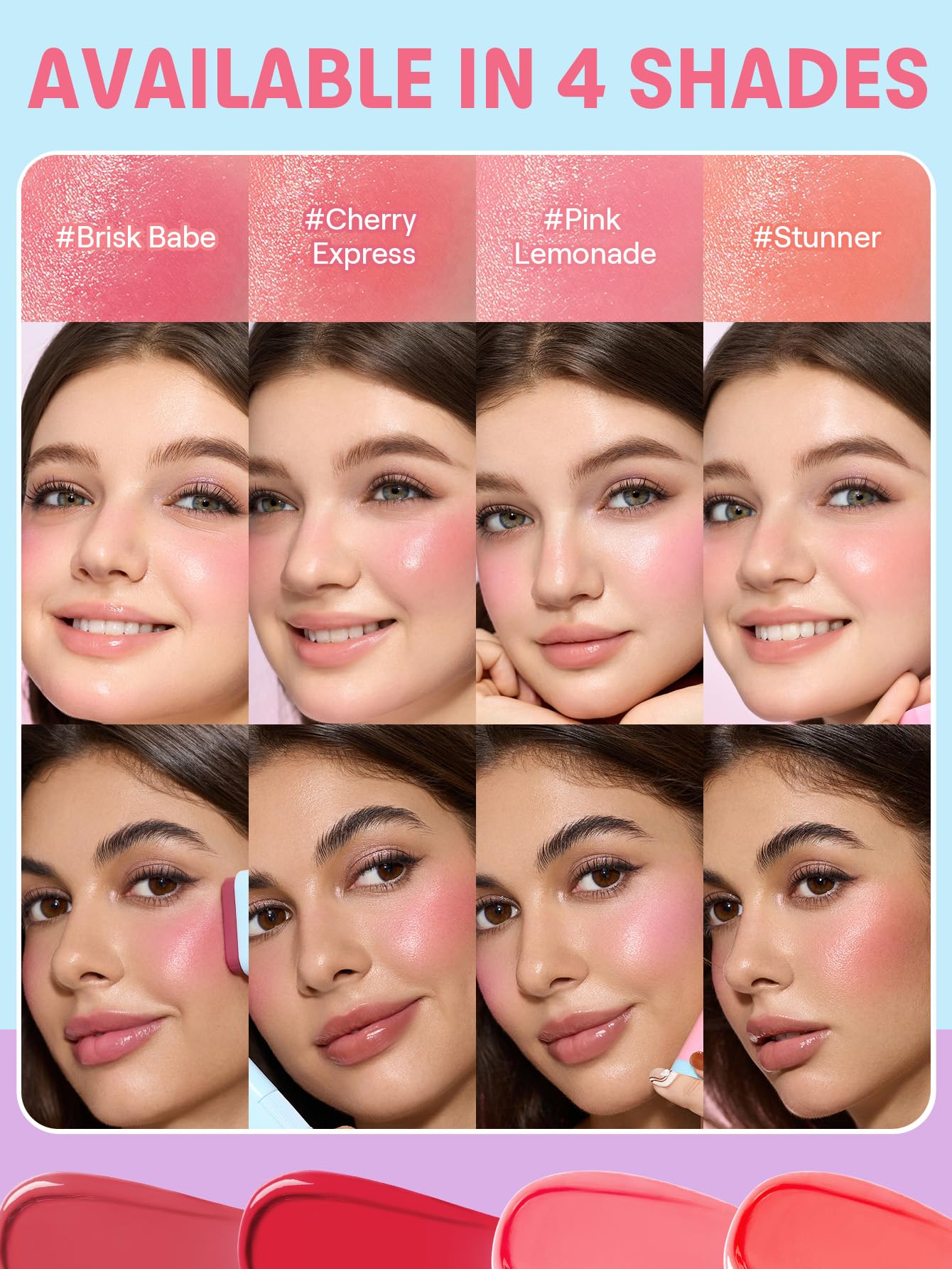 SHEGLAM Glass Glow Blush Stick Cream for Cheek and Lip, Waterproof Hydrating Tinted Solid Moisturizer Blendable Natural Grow Nude Face Blush Makeup-Pink Lemonade