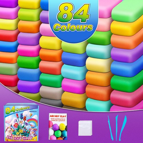 Magic Clay Air Dry Clay - 84 Vibrant Colors with Tools | Soft, Ultra-Light Modeling Clay for Kids Ages 3+