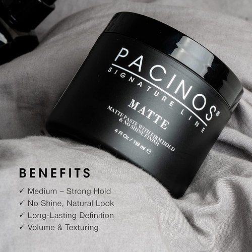 Pacinos Matte Hair Paste - Firm Hold Styling Wax for All Hair Types | Long-Lasting Definition & Texture, 4 fl. oz.
