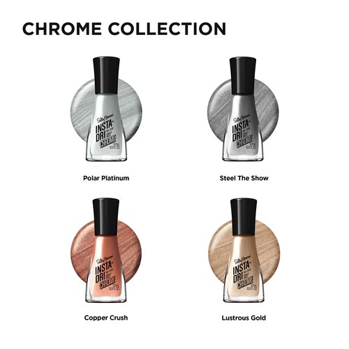 Sally Hansen Insta-Dri Nail Polish Chrome Top Coat | Quick Dry, Long Lasting, Streak-Free Shine, Opaque | Polar Platinum | Metallic Silver Nail Polish