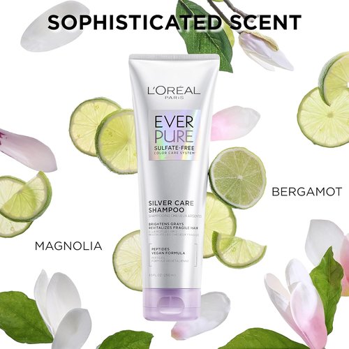 L'Oreal Paris EverPure Silver Care Conditioner - Brightening & Nourishing for Gray Hair | Vegan Peptide Formula, 8.5 Fl Oz