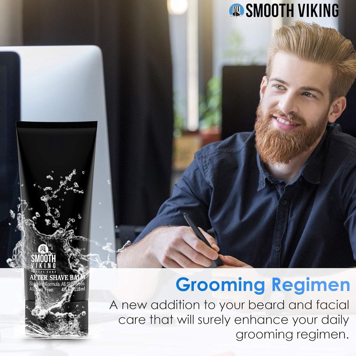Smooth Viking After Shave Balm - Alcohol-Free Soothing Moisturizer with Spiced Black Pepper Scent | 4 Oz