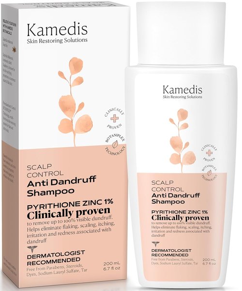 KAMEDIS Anti Dandruff Shampoo - Triple Power Formula with 1% Zinc Pyrithione & Salicylic Acid | 6.7 Fl Oz