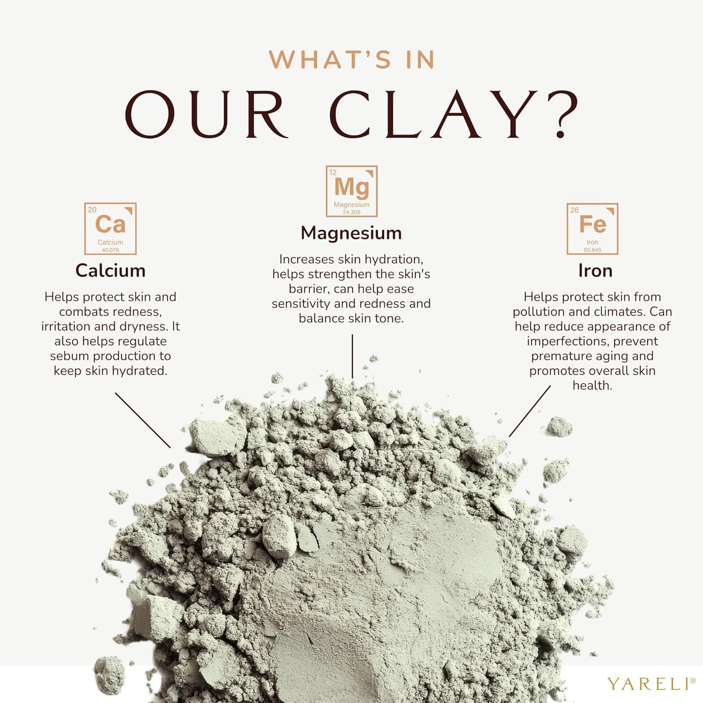 YARELI Bentonite Clay Powder - Pure Indian Healing Facial Mask & Cleansing Bath, 2lb (32oz)