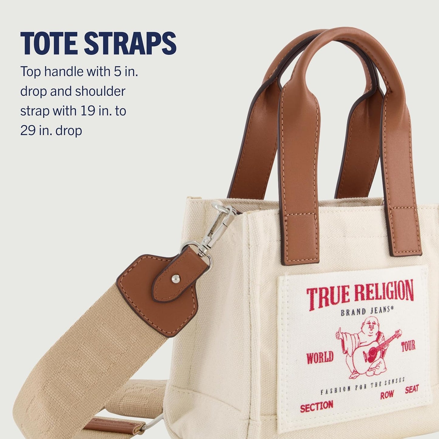 True Religion Tote Bag - Women's Mini Travel Shoulder Bag with Adjustable Strap | Versatile & Stylish
