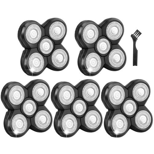 Freebird Replacement Blades - 5-Pack Electric Razor Refills for Bald Men | Includes Cleaning Brush