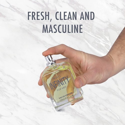NovoGlow Infinity Eau De Parfum for Men - 3.4 Oz | Refreshing Citrus & Floral Fragrance, All-Day Freshness