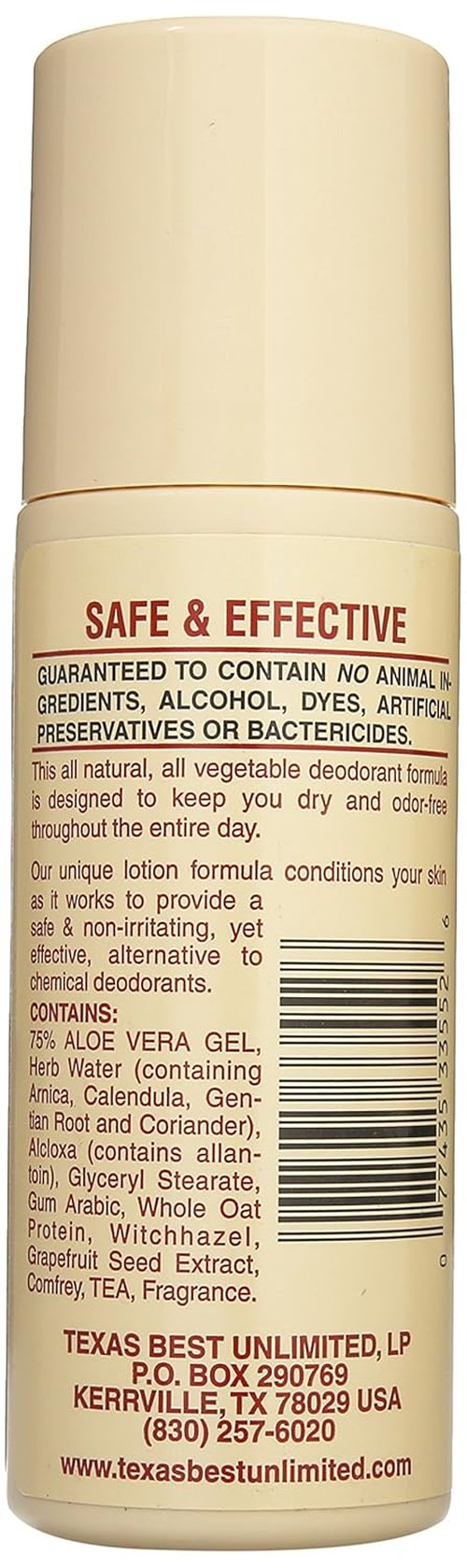 Alvera All Natural Roll-On Deodorant - Aloe & Almonds, 3 Oz for Long-Lasting Freshness