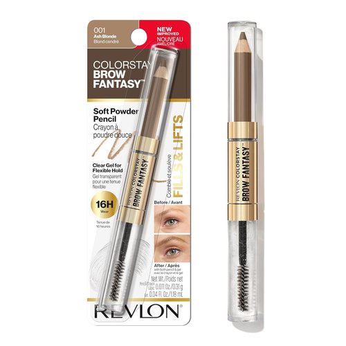 Revlon ColorStay Eyebrow Powder Pencil - All-In-One with Shaping Gel, 16HR Smudge-Proof, 001 Ash Blonde