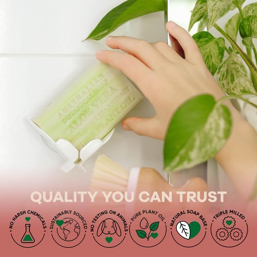 Australian Botanical Soap, 6.6 OZ, Aloe Vera and Green Tea Extract, Triple Milled Bars made with a Natural Soap Base and Enriched with Organic Shea Butter, Pack of 8