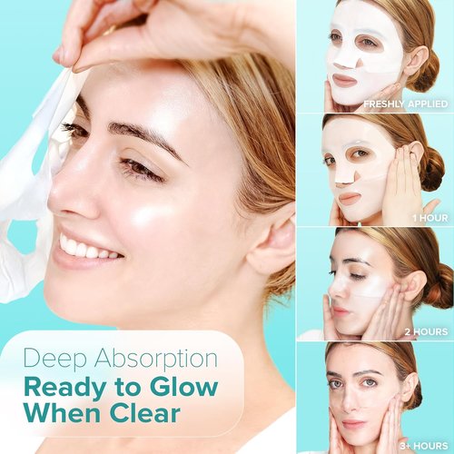 Ebanel Bio Collagen Face Mask - 4-Pack Hydrating Sheet Masks with 7 Peptides & Hyaluronic Acid for Glass Skin
