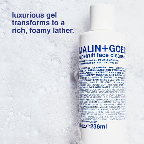 MALIN+GOETZ Grapefruit Face Cleanser - Gentle 3-in-1 Foaming Gel with Vitamin-Rich Grapefruit | Purifies, Balances + Brightens | Vegan + Cruelty-Free (8 Fl Oz)