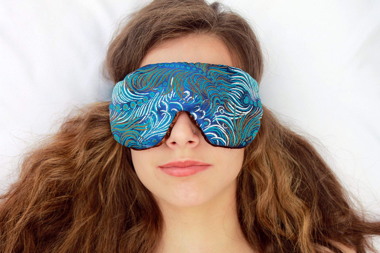 Candi Andi Handmade Opulence Yoga Eye Mask Pillow - Weighted Flaxseed Fill, Lavender Aromatherapy, Satin & Velvet, Adjustable Strap - Ideal for Meditation & Restful Sleep -Dark Turquoise - TEMFL-DT