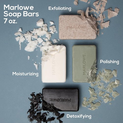 Marlowe. Men's Soap Bar Discovery Gift Set - Exfoliating, Charcoal & Moisturizing Variety | 12 Pack