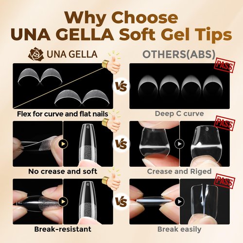 UNA GELLA Long Coffin Nail Tips, 504pcs Pre-Shape Fake Nails Half Matte Full Cover Acrylic Gel Nail Tips Clear Long Coffin Press On Nails Home DIY Extension 12 Sizes Gelly Tips