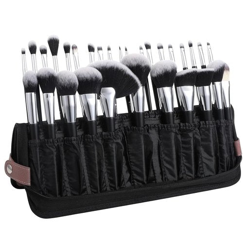 DUcare Makeup Brushes Organizer - 30-Piece Folding Travel Case for Artists | Stand-Up Cosmetic Bag