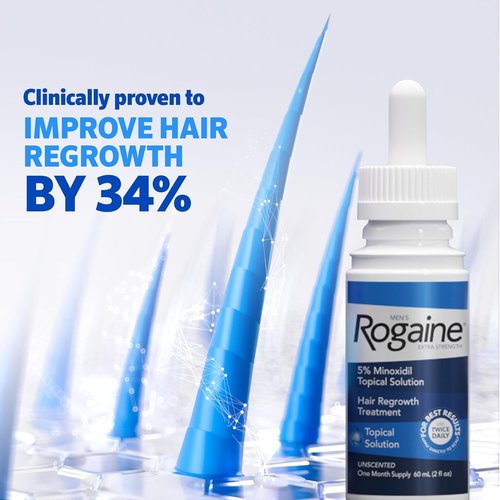 Regine Switzerland Rogaine Extra Strength Minoxidil Solution - Clinically Proven Hair Regrowth Treatment | 3 Bottles, 5% Formula