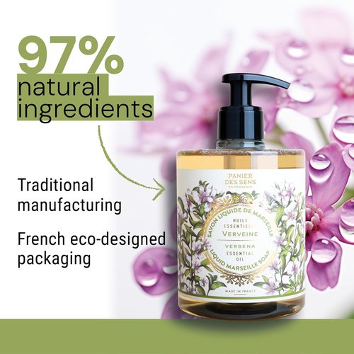 Panier des Sens - Fresh Verbena Hand Soap - Moisturizing Olive Oil Formula - 16.9 Fl Oz Refillable Bottle