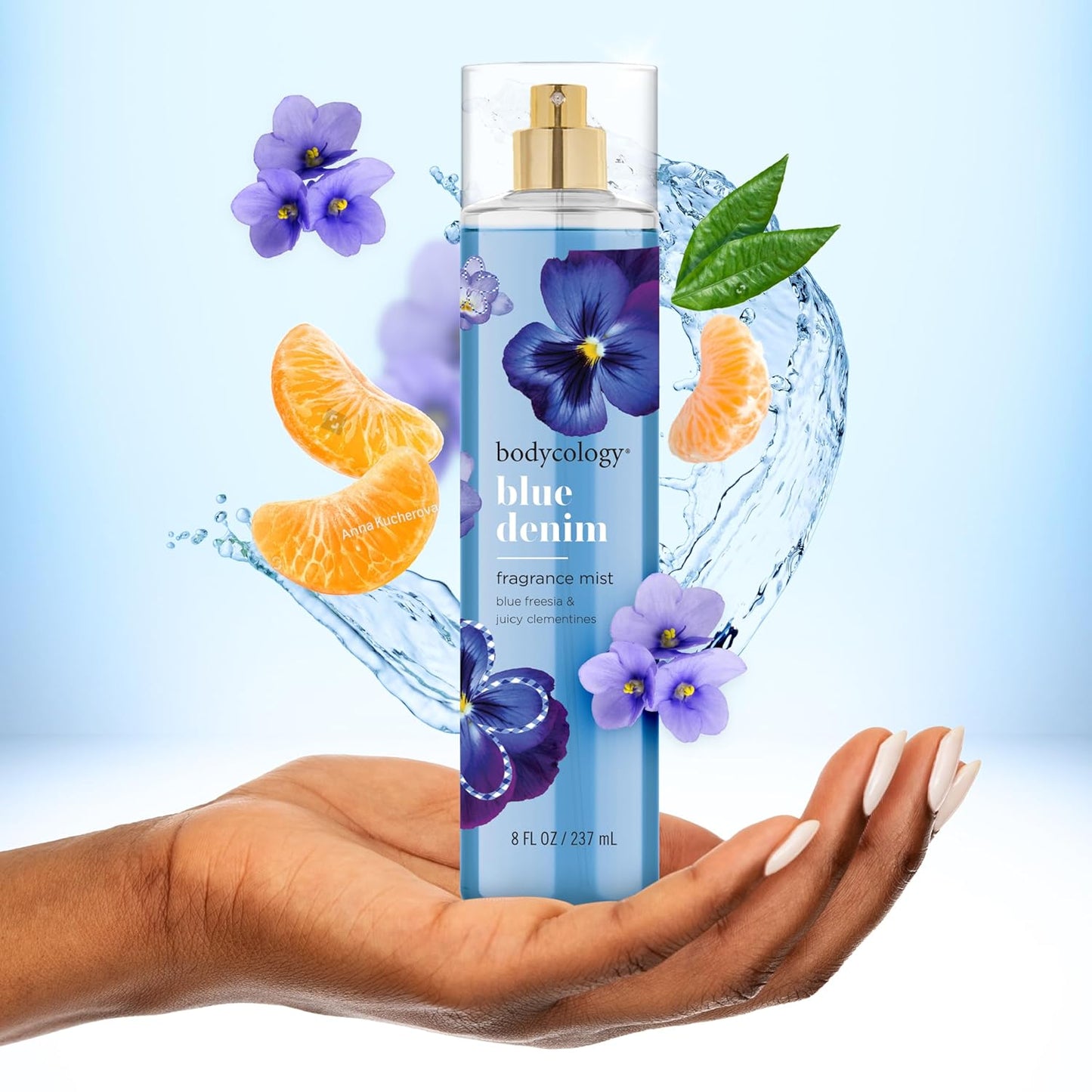 Bodycology Long-Lasting Fragrance Body Mist - Blue Denim, 8 Fl Oz | Pack of 2