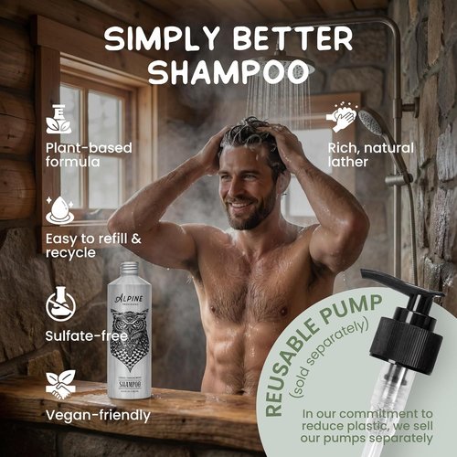 Alpine Provisions Natural Shampoo - Organic Cedar & Sandalwood Formula for Men & Women | Sulfate-Free, Vegan, Hydrating - 16.9 fl oz