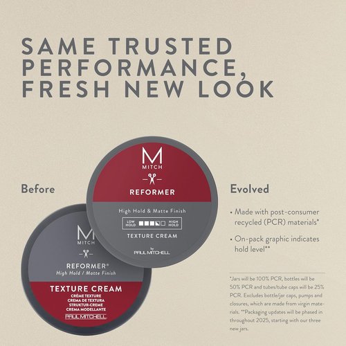 MITCH by Paul Mitchell Reformer Texture Cream - High Hold, Matte Finish for All Hair Types, 3 oz.