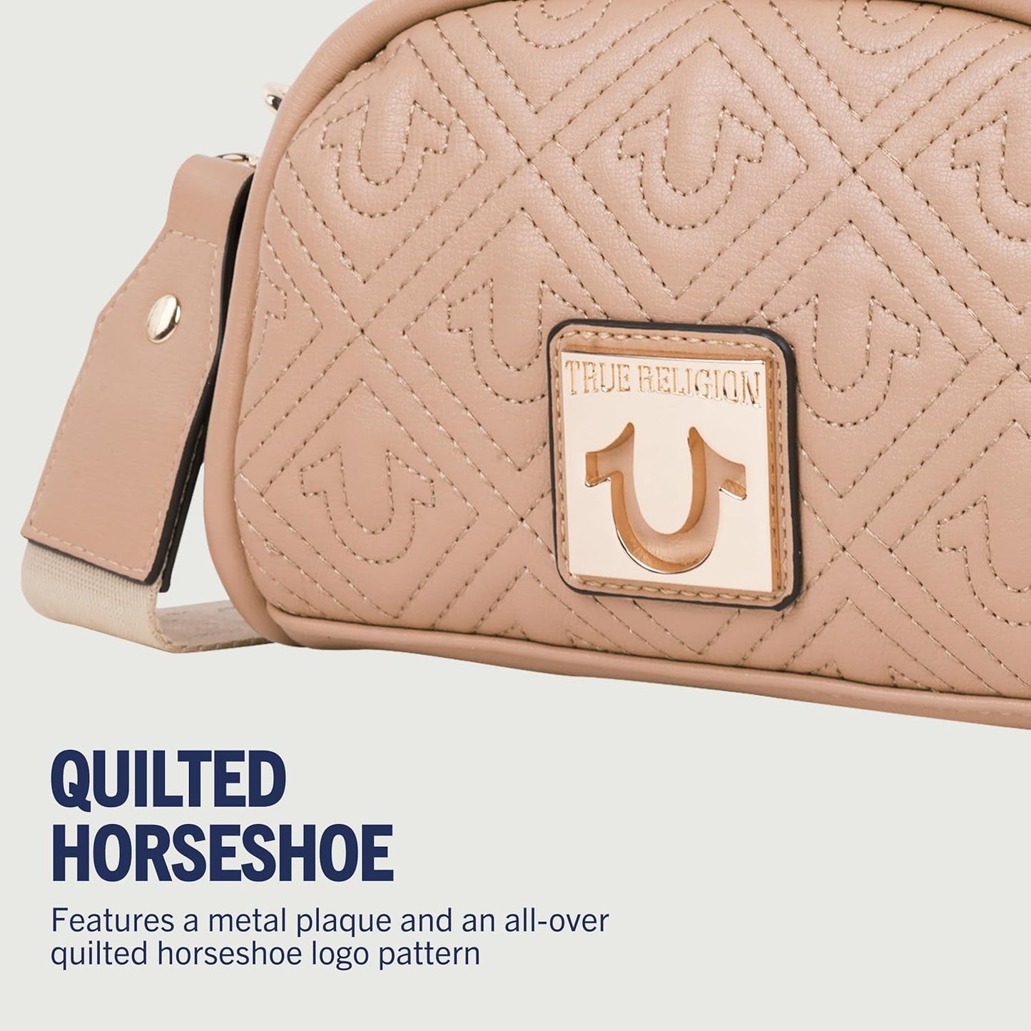 True Religion Quilted Crossbody Bag - Small Structured Purse for Women | Adjustable Strap & Stylish Design