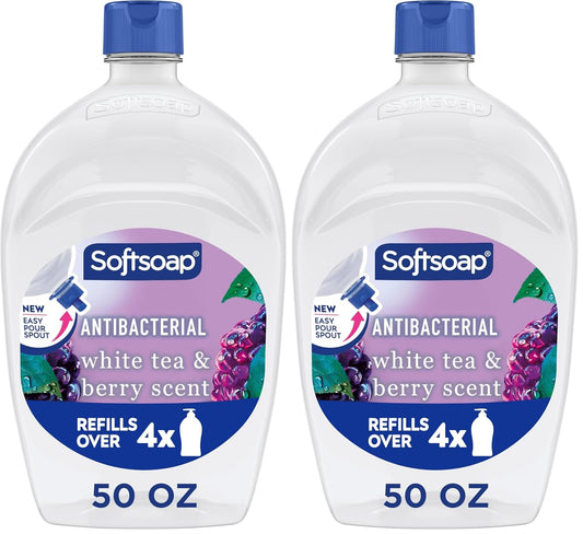 Softsoap Antibacterial Liquid Hand Soap - White Tea & Berry Scent | 50 fl oz Refill (Pack of 2)