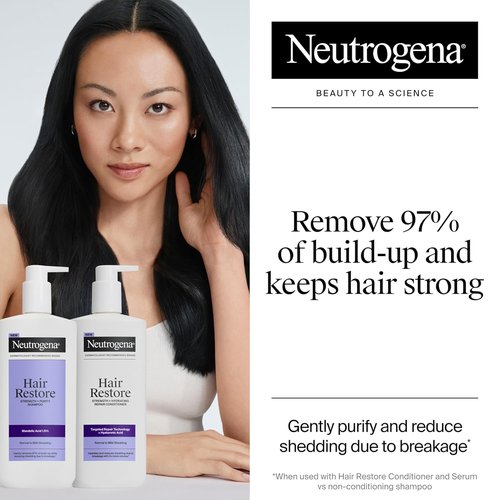 Neutrogena Hair Restore Shampoo - Exfoliating Formula with 1.5% Mandelic Acid | Paraben-Free, 13 fl oz