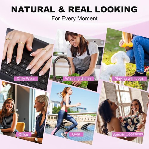 Fall Press On Nails Short - S.T. Friends Ombre Nails Press Ons Almond, Reusable Nail Tips in 16 Sizes - 32 Soft Gel Fake Nails Kit,Glittering Chocolate