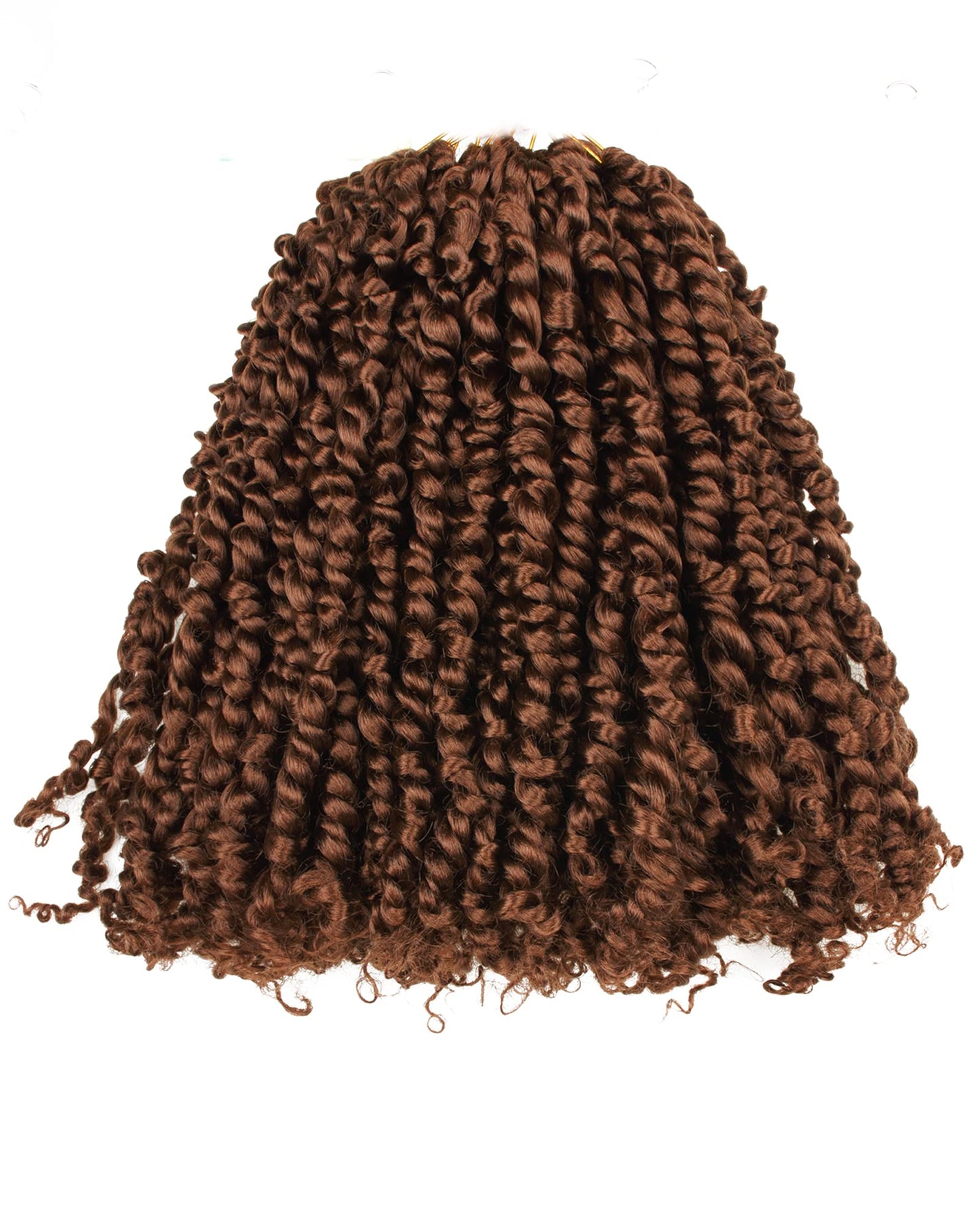 10 Inches 8 Packs Pre Looped Pretwisted Passion Twist Crochet Hair for Black Women and Kids-Natural Brown,Soft Hair Extensions Braided by Synthetic Spring Kinky Twist Bohemian Curls(10"-8 Packs,30#)