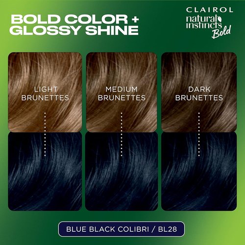 Clairol Natural Instincts Bold Hair Dye - BL28 Blue Black Color | Long-Lasting, Pack of 1