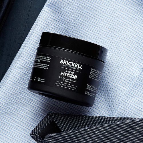 Brickell Men's Products Flexible Hold Wax Pomade - Natural & Organic Hair Styling | 2 Oz, Irritation-Free Shine