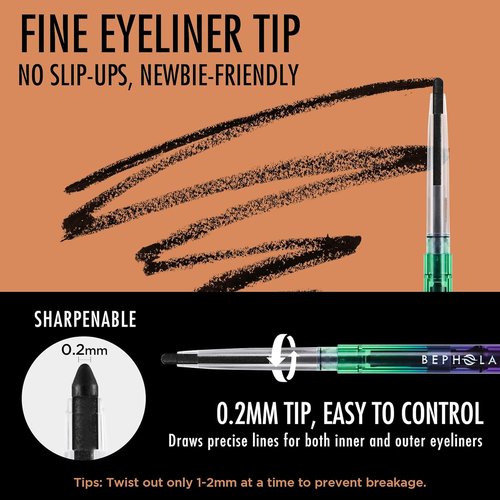 BEPHOLAN Waterproof Gel Eyeliner Pencil - Long-Lasting Smudge-Proof Eye Liner for Women | Black