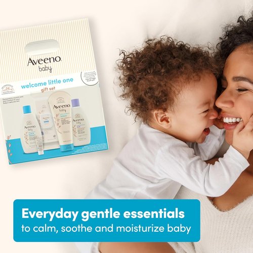 Aveeno Baby Gift Set - Nourishing Skincare with Body Wash, Shampoo, Wipes & Lotion | 5 Essential Items
