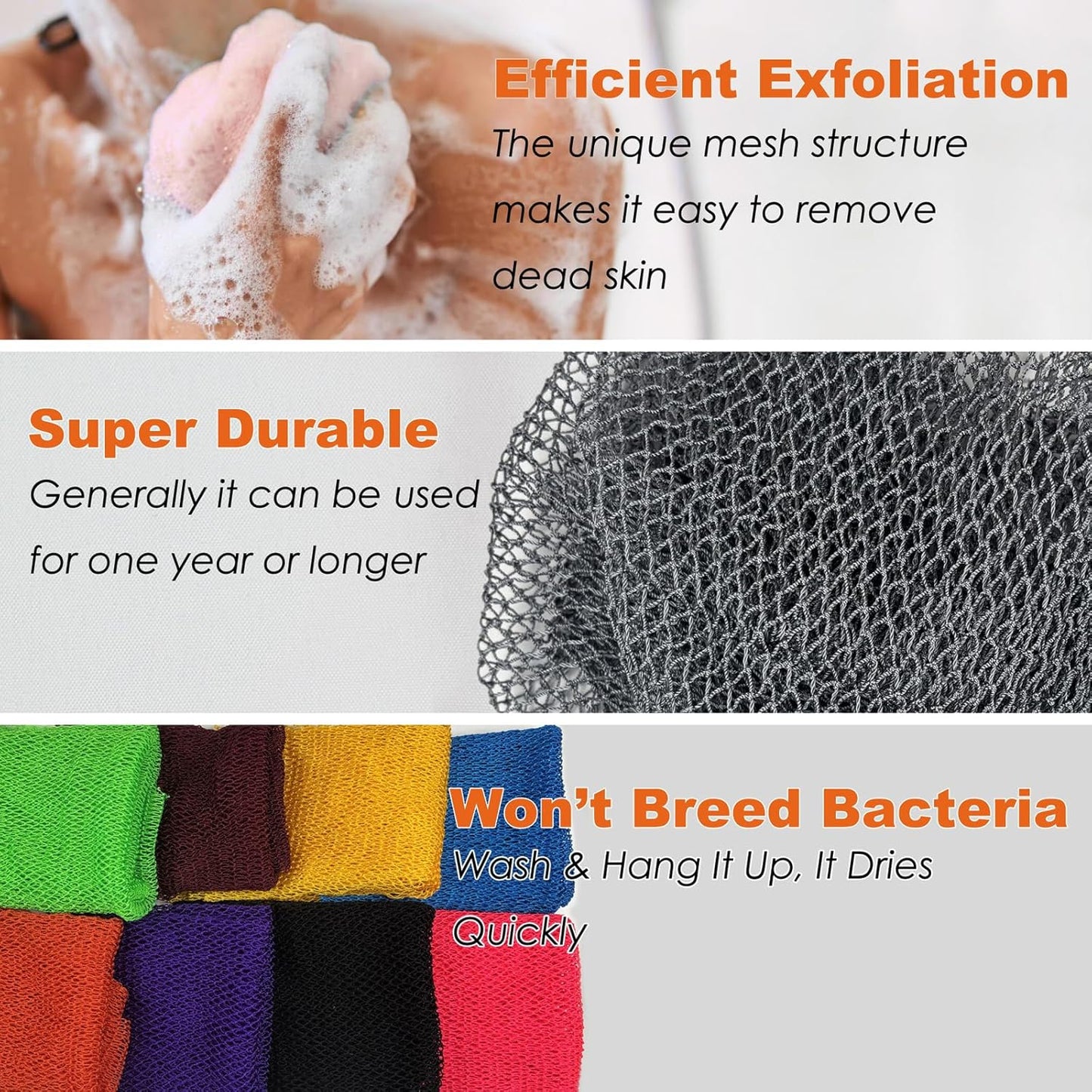 Skiennix African Exfoliating Net Sponge - Authentic Afro Body Scrub Cloth for Shower | Gray & Black