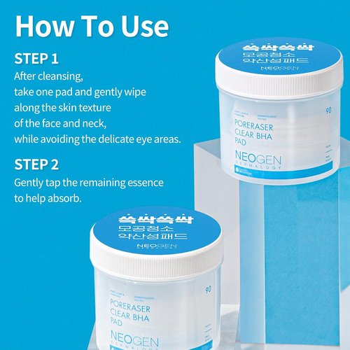 NEOGEN DERMALOGY Poreraser BHA Pads - 90 Count Facial Exfoliant for Blackheads & Enlarged Pores | Sensitive Skin Care