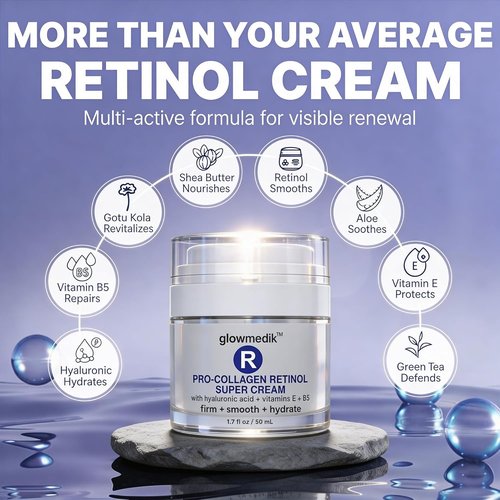 Regine Switzerland Anti-Aging Face Cream - Retinol & Hyaluronic Acid | Pro-Collagen Night Moisturizer for Fine Lines & Wrinkles - 1.7 fl oz