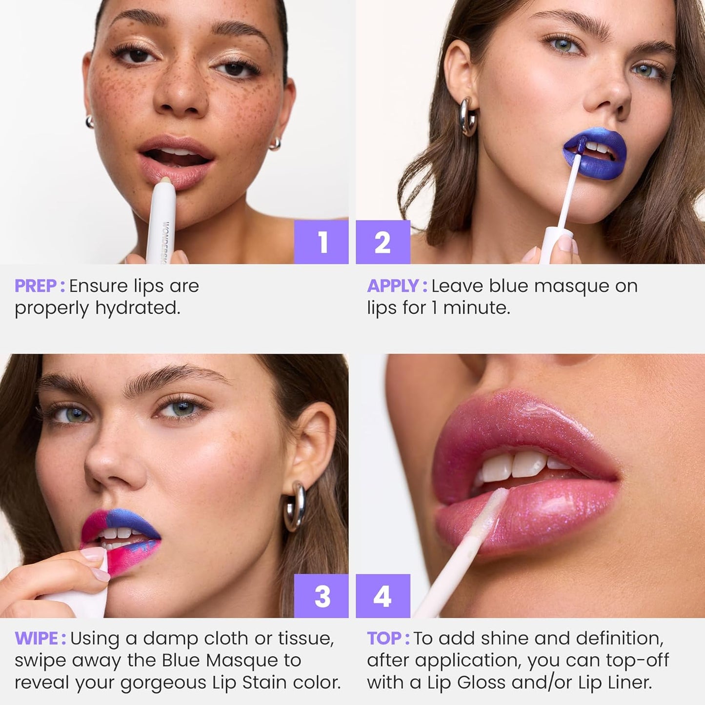 Wonderskin Wonder Blading Lip Stain Masque - Long-Lasting, Waterproof Pink Tint for Matte Finish (Crush)