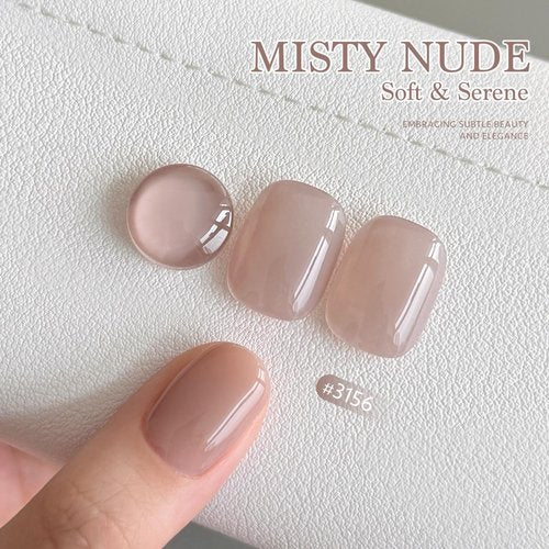 GAOY Nude Jelly Gel Nail Polish, 16ml Sheer Translucent Netural Soak Off Gel Polish, UV Light Cure for Nail Art DIY at Home, 3156 Misty Nude