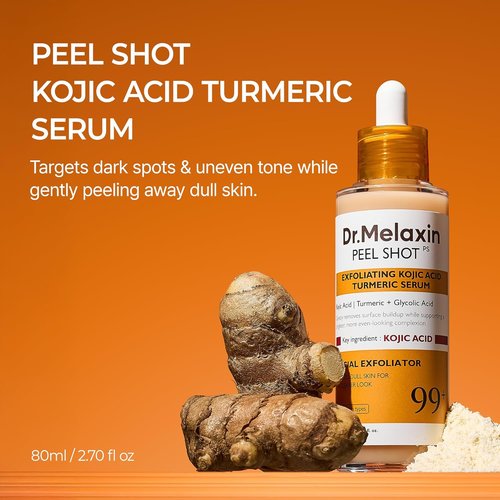 Dr. Melaxin Kojic Acid Turmeric Serum - Exfoliating Dark Spot Corrector with AHA/BHA & Niacinamide (80ml)