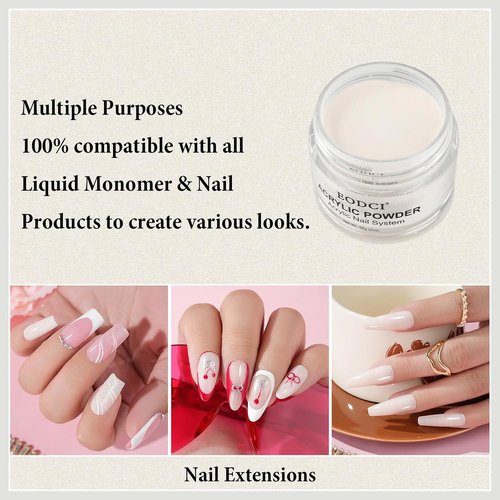 Eodci Acrylic Powder - Cover Pink 56g | Professional Nail Extension & Carving, Long-Lasting Formula
