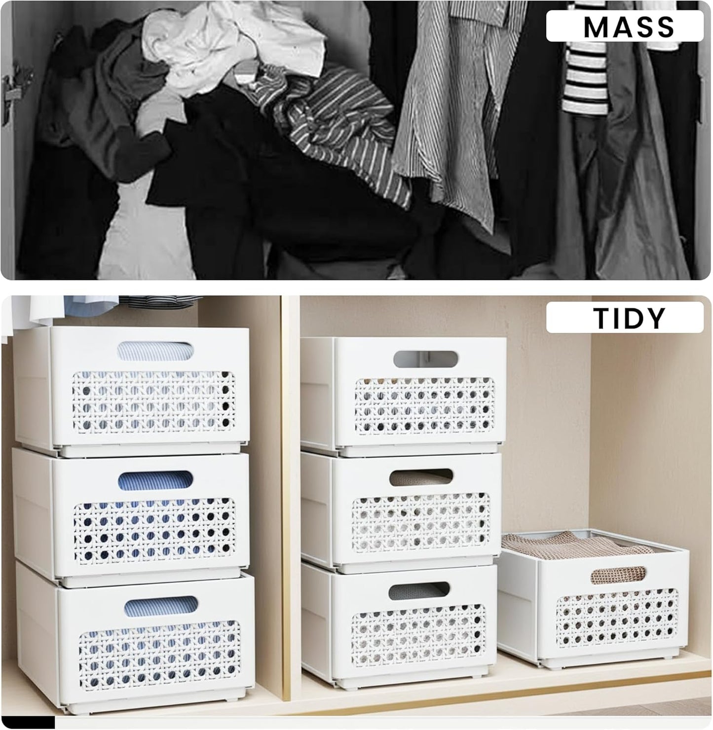 Skiennix Closet Organizers - 2 Pack Stackable Storage Drawers for Bathroom, Kitchen, and Office