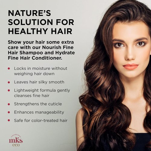 MKS Eco Nourish Shampoo & Hydrate Conditioner Set for Fine Hair | Moroccan Argan Oil, Vegan, 10 fl oz