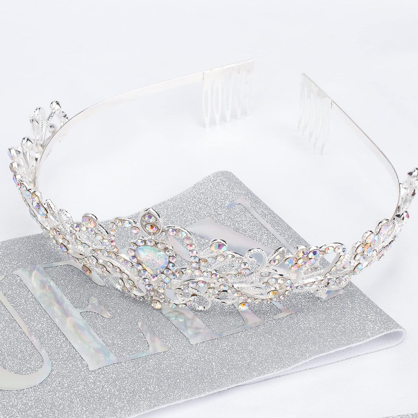 "Birthday Queen" Sash & Crystal Tiara Kit COCIDE Birthday Silver Tiara and Crowns for Women Birthday Sash for Girls Birthday Decorations Set Rhinestone Headband Hair Accessories Glitter Sash for Party