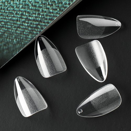 UNA GELLA Short Almond Nail Tips, 312pcs Short Almond Gel Nail Tips Shape Pre Etched Press On Nails Clear Acrylic Fake Nails No C Curve for Full Cover Nails Extension Home Art DIY Salon 12 Sizes