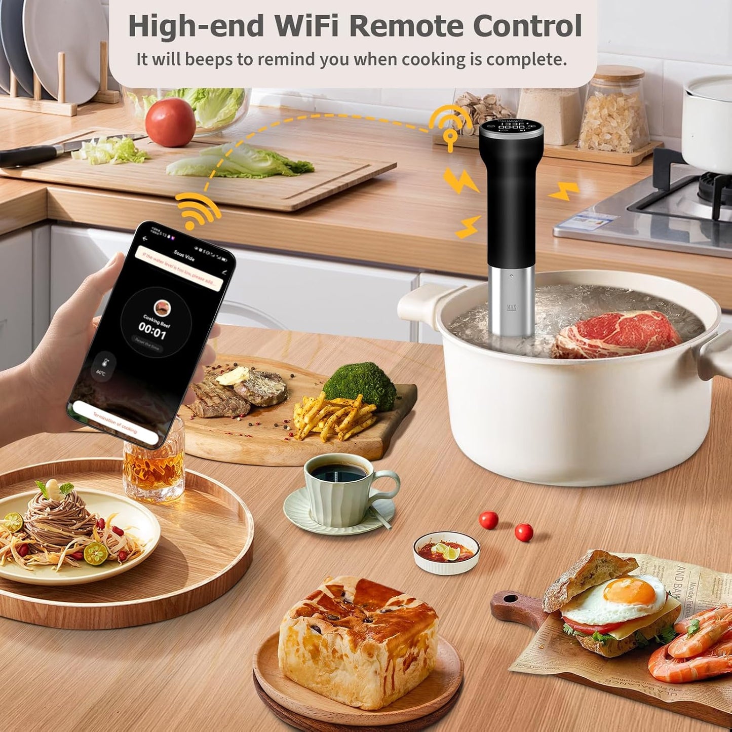 Skiennix Sous Vide Cooker - WiFi Immersion Deep Fryer with Basket for Perfect Cooking